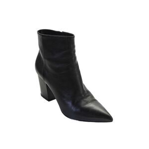 Sergio Rossi Womens Leather Pointed Toe Zip Up Ankle Boots Black Size 38. 8.5